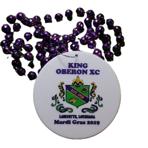 Custom die-cut plastic medallion Mardi Gras beads from PromotionBeads.com view 4