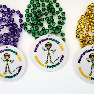 USA full color imprint 2.5 inch medallion Mardi Gras beads from PromotionBeads.com view 7