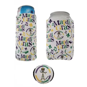 Custom Koozies custom Mardi Gras beads by PromotionBeads.com view 3