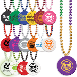 One Color Imprint custom Mardi Gras beads by PromotionBeads.com view 2