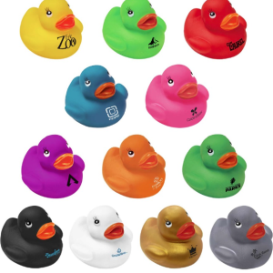 Custom 2 inch rubber ducks with one color imprint