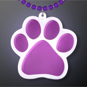 Light Up Paw Print Mardi Gras Bead view 4