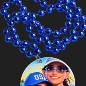 Custom die-cut plastic medallion Mardi Gras beads from PromotionBeads.com view 2